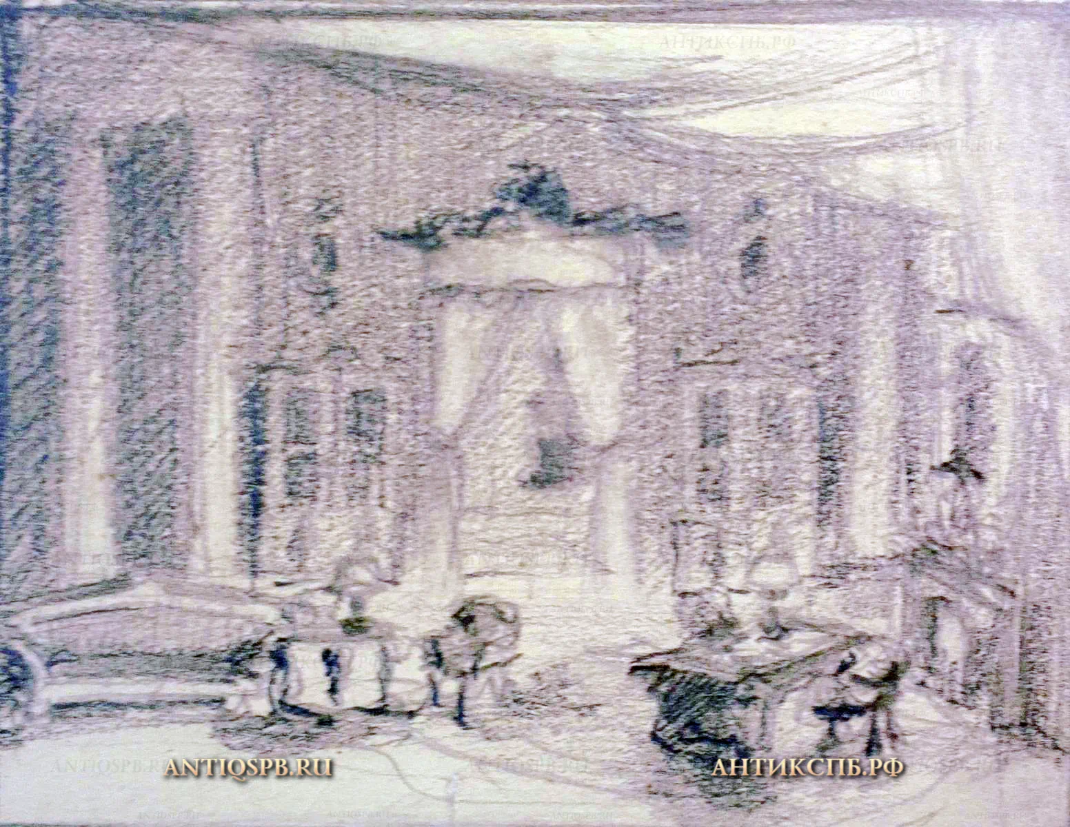 Рисунки "Интерьер гостиной" к театральной пьесе и набросок к нему. №17341.17.17339.24